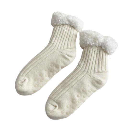 Fuzzy Warm Slipper Socks for Women Cozy Fluffy Fleece Lined Home Floor Socks with Grippers Winter Soft Thermal Sleep Socks