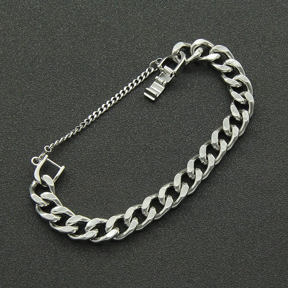 Rockyu Браслет из нержавеющей стали с серебряным и 18-каратным золотым покрытием, стильный толстый 10 мм, хип-хоп аксессуар, мужская цепочка, браслет, цепочка, широкий,