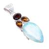Aqua Mystic Topaz, Smokey Gemstone 925 Sterling Silver Jewelry Pendant 2.5" AH-3312
