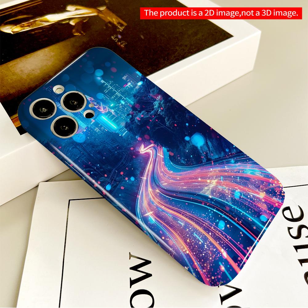 2DFlat Neon City Road Light Trails All inclusive film hard phone case, compatible with iPhone 18 Pro Max 17 16 15 14 13 12 11