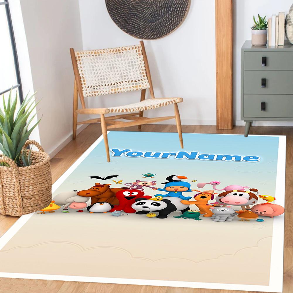 Pocoyo Customized Name Floor Rug Office Rug Perfect for Dining Room Study room Living Rooms Bedrooms Antislip Carpet Anime Office Decor