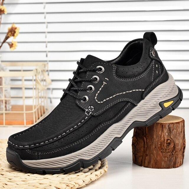 Men Loafers Fashion Slip On Boat Shoes Genuine Leather Loafers Walking Casual Shoe For Work Office Male Outdoor Shoes Men