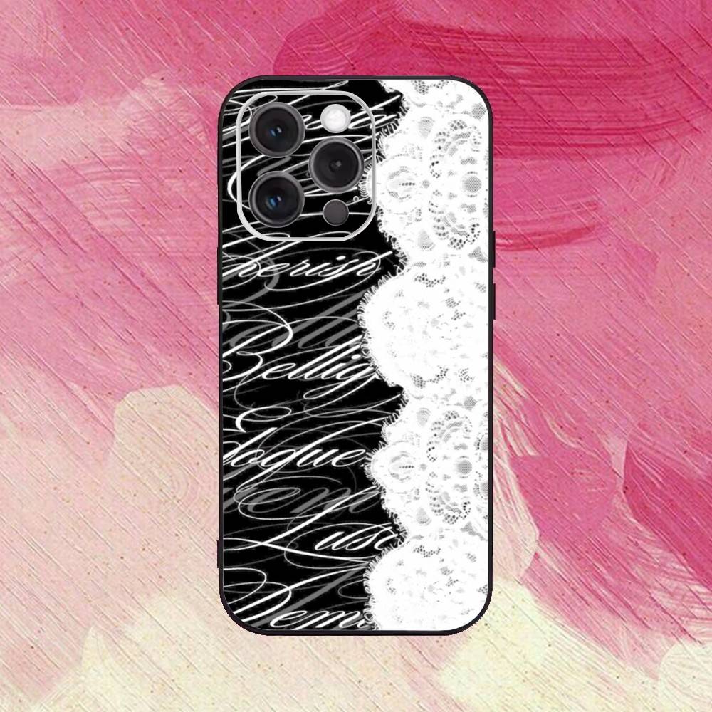 Черный кружевной принт Чехол для телефона Для iPhone 17, 16, 15, 14, 13, 12, 11 Plus, Pro Max Мягкий черный чехол