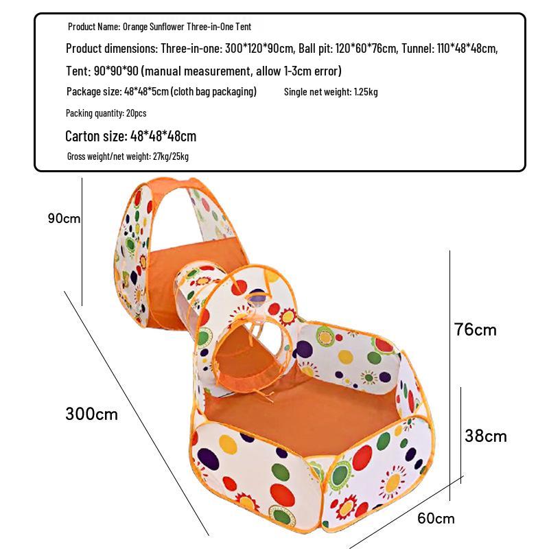 Popular Foldable Children's Tent & Tunnel Playhouse with Basketball and Ocean Ball Pit