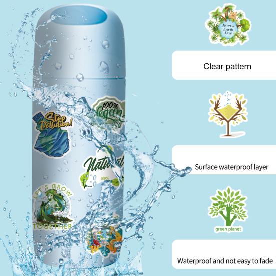 106 шт./компл., наклейка на книгу, водонепроницаемая чашка с узорами, декоративная зеленая экологическая тема, самоклеящаяся наклейка в стиле граффити, поставка