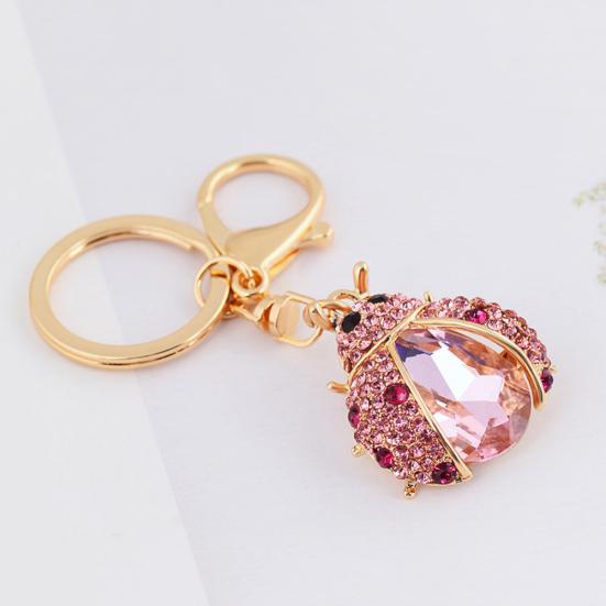 Женщины милые божья коровка форма горный хрусталь брелок для ключей кольцо цепочка держатель сумка декор