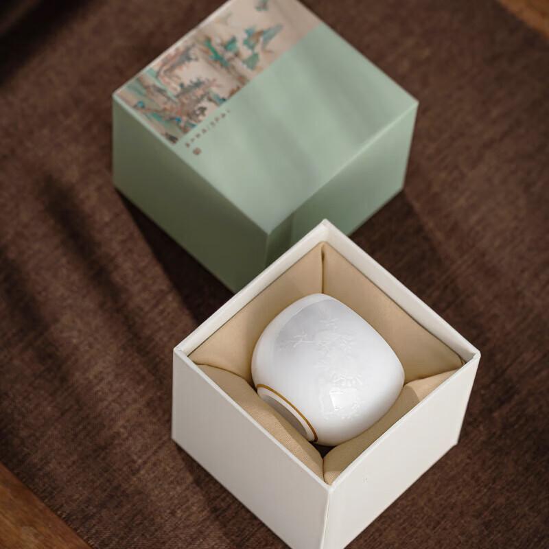 Jinxiangyu Tea Cup, Personal Household Tea Drinking Ice Jade Porcelain Water Cup, Master Cup Kung Fu Tea Set Gift Box High-End, Duofu
