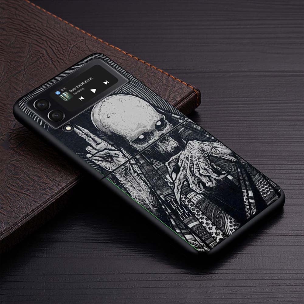 Satanic Goat Satan Devil Phone Case for Samsung Galaxy Z Flip3 5G Flip4 Flip5 Black Hard Cover Z Flip 5 4 3 PC Shell Zflip3 Coqu