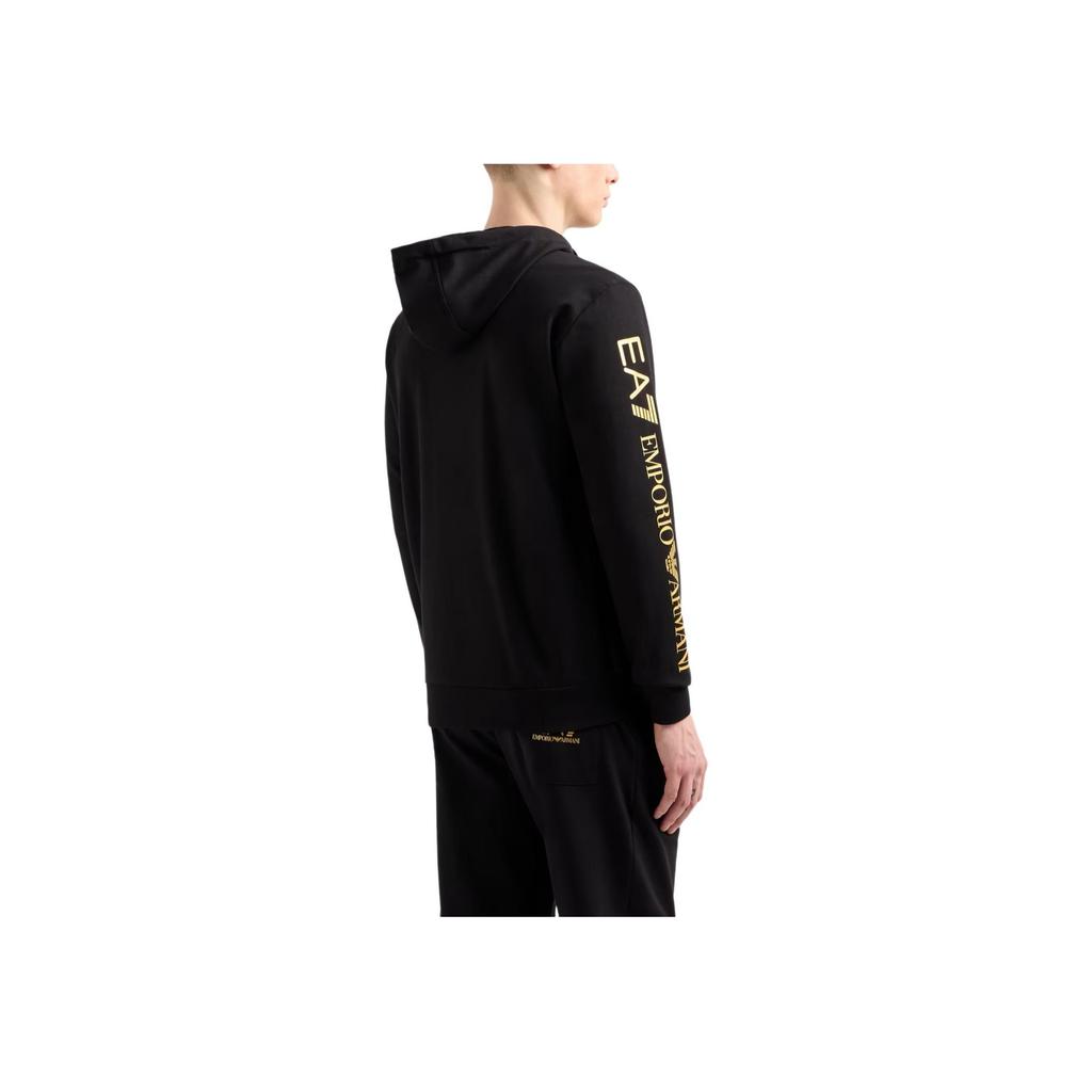 Emporio Armani Мужская толстовка EA7 с логотипом, с капюшоном, хлопковая, на молнии, с длинным рукавом, черная 7M000568-AF13512-MC004