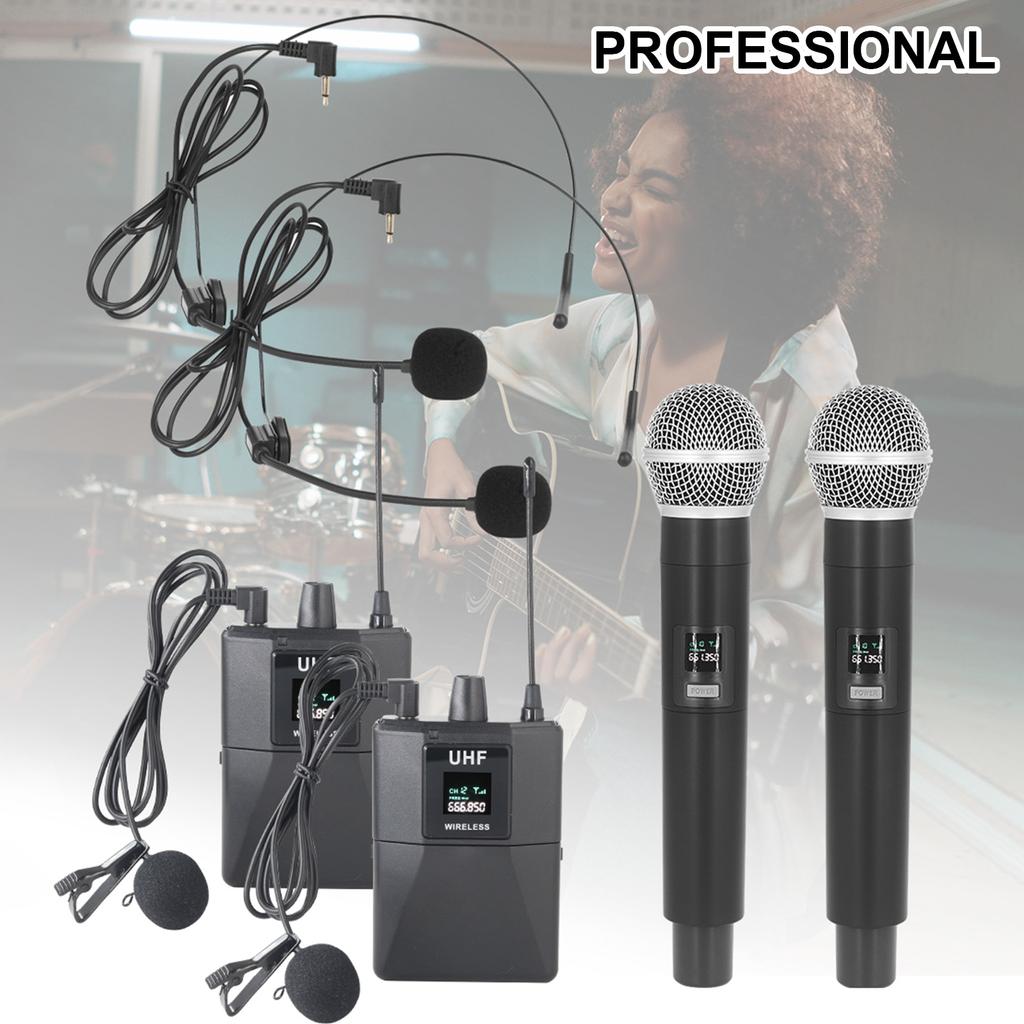 Wireless Microphone Professional UHF Wireless Mic System Handheld Dual Microphone with Receiver