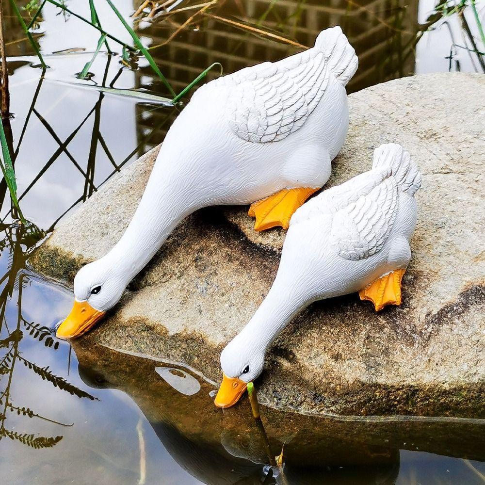 Миниатюрные фигурки уток Смола Украшение для двора Садовые статуэтки Книжная полка Фермерский дом