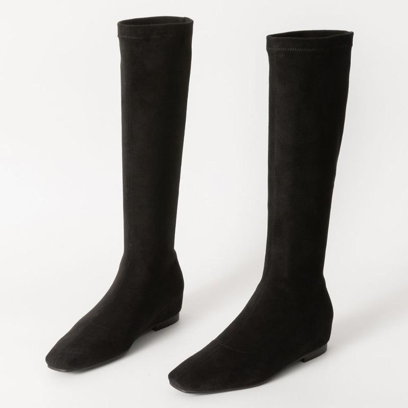 Ботильоны на плоской подошве, замшевые теплые высокие сапоги с квадратным носком, женская обувь, зимняя брендовая повседневная обувь 2025 года, трендовые зимние сапоги на низком каблуке Mujer Zapatos