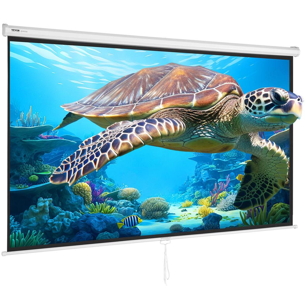 VEVOR Manual Pull Down Projector Screen, 100 inch 16:9 4K 1080 HD Retractable Projector Screen, Auto-Locking Portable Projection Screen