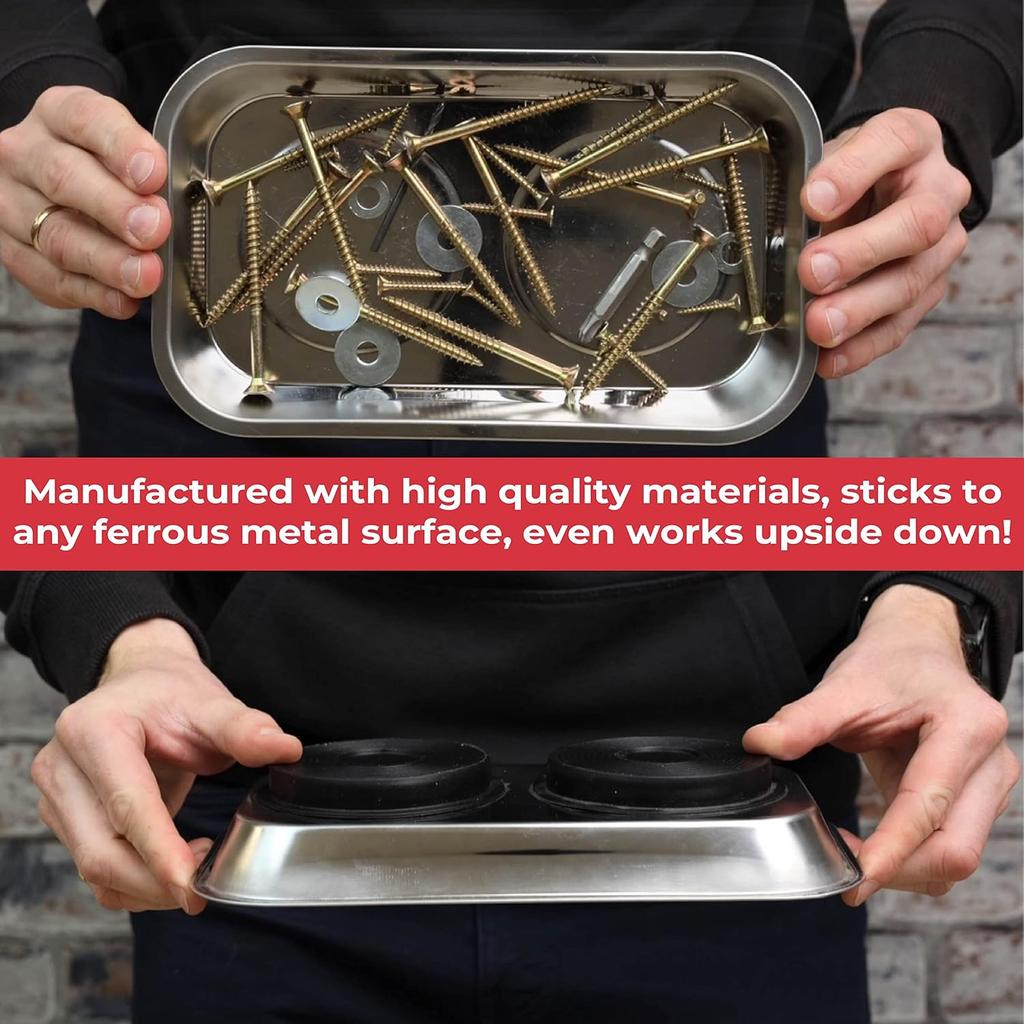 Square Round Magnetic Parts Trays Stainless Steel Magnetic Tray Metal Tool Holder Plate Bolts Nuts Screw Storage Tray Suction