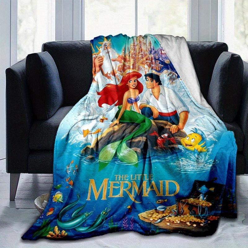 1pc Mermaid Printing Blanket - Soft, All-Season Throw for Living Room, Gift with Adorable Cartoon Design