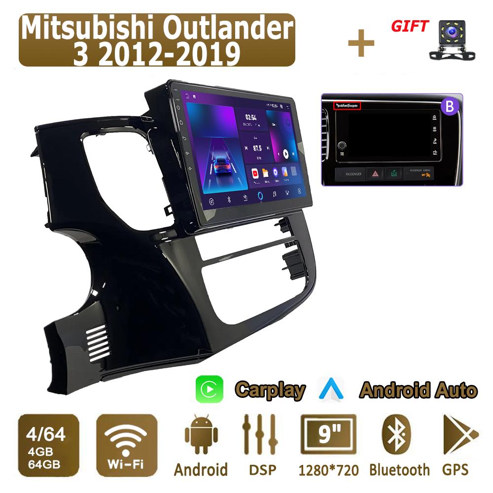 Android Carplay автомобильное радио для Mitsubishi Outlander 3 2012-2019 мультимедийный проигрыватель головное устройство стерео GPS навигация BT WIFI 4+64 ГБ