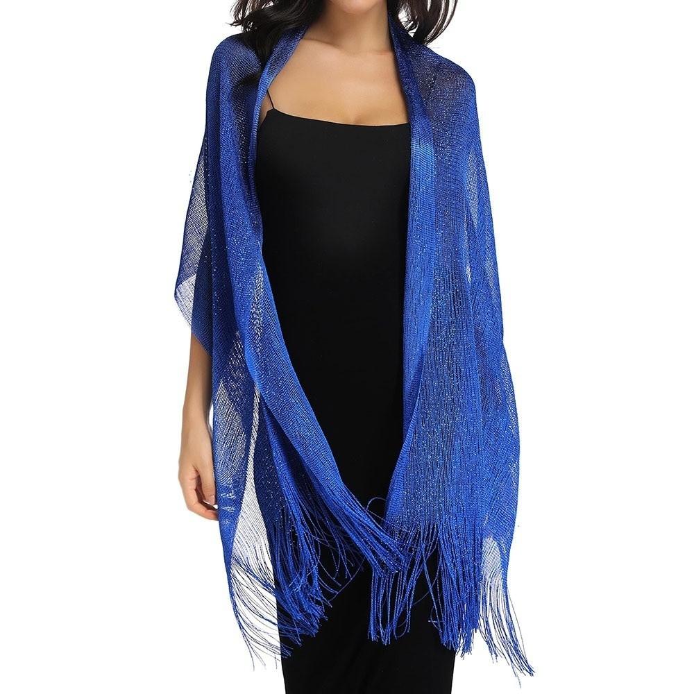 Длинный металлический шарф Блестящий шарф для вечеринки Вечерний шарф Элегантная свадебная накидка для невесты