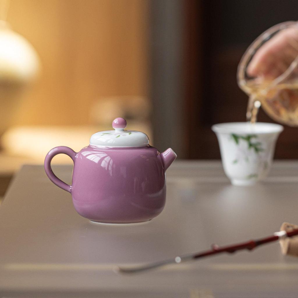 Guanlan Wisteria Ceramic Teapot: Elegant Hand-Painted Ladies' Tea Infuser Set for Kung Fu Tea Brewing