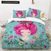 Пододеяльник с изображением мультяшной русалочки, принцессы, короля и королевы, красивый комплект постельного белья с принтом русалки, детский комплект из 2/3 предметов, полиэстер, пододеяльник