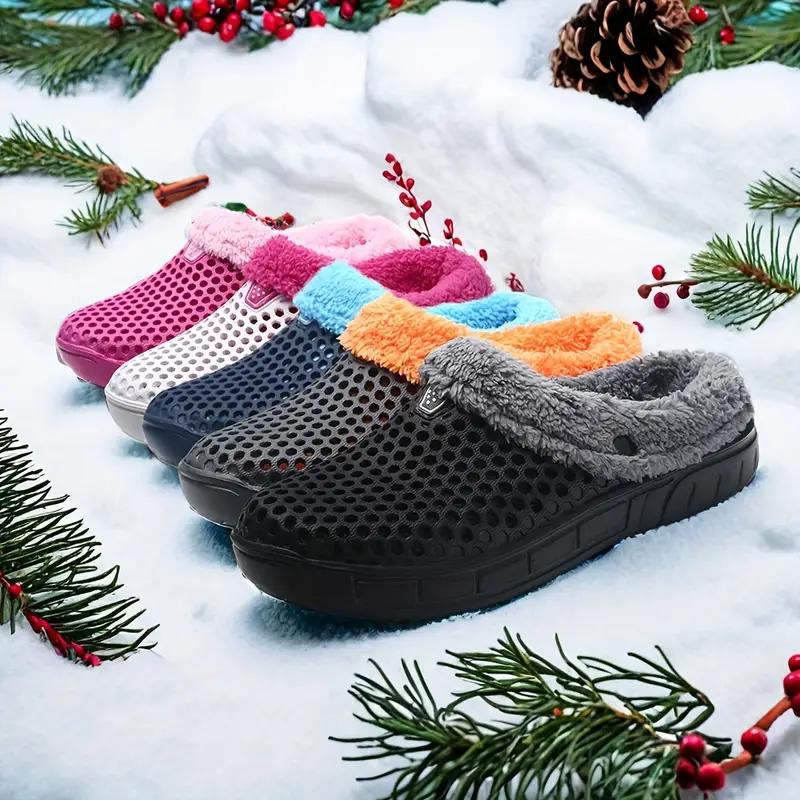 Men's Fashion Clogs, Slip-on Closed Toe Sandals, Soft Sole Walking Shoes With Fuzzy Lining, Outdoor Garden Shoe For Autumn And Winter