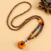 Retro Versatile Men's and Women's Sweater Chain Long High-end Wooden Pendant Buddha Bead Necklace Pendant Cotton and Linen Accessories