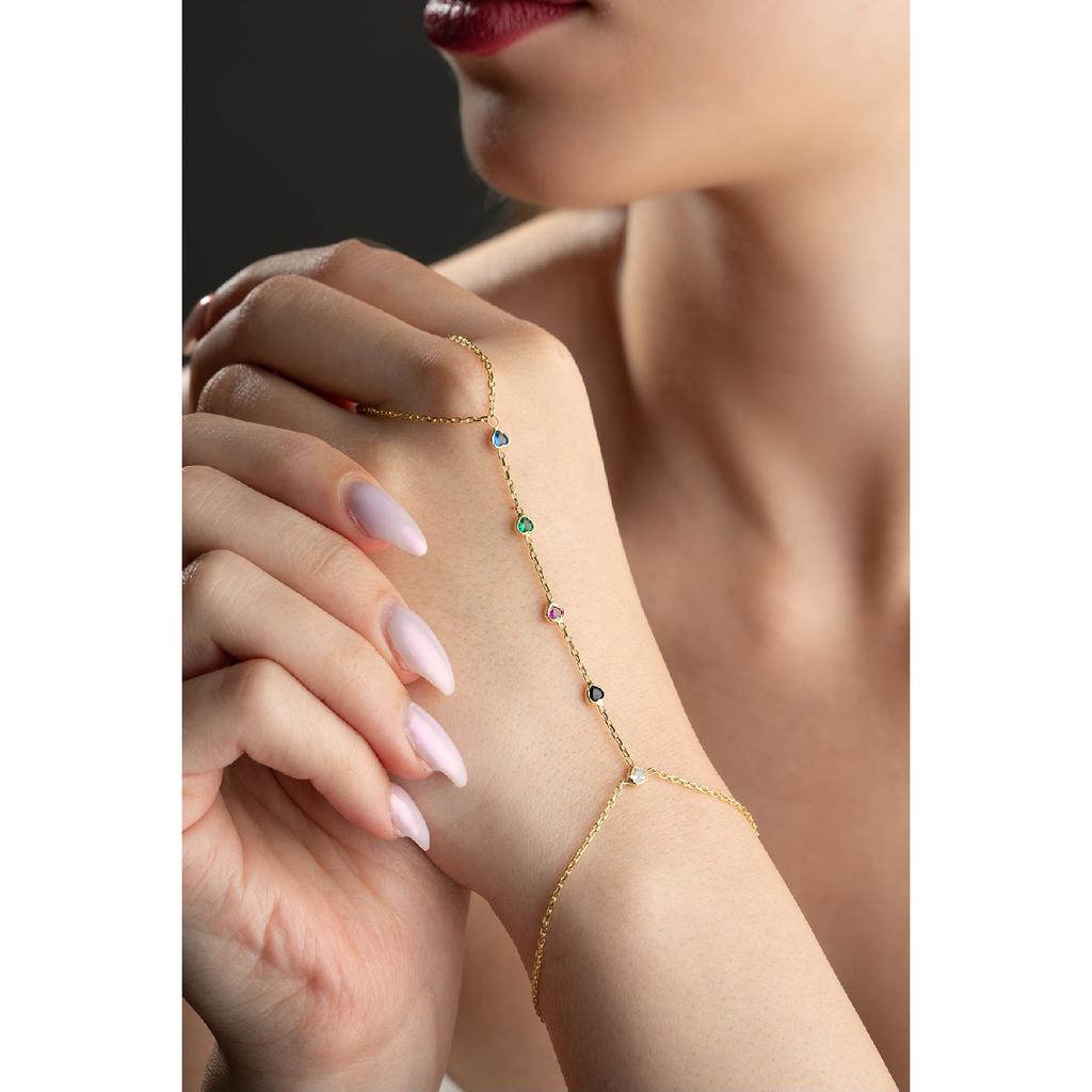 925 Set Silver Gold Coating Mix Zircon Stone Hard Holiday ahmeran Bracelet