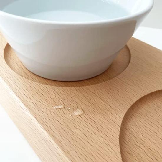 KATOMOKU Cat Beech Table, 2-Dish Capacity, Wood, km-123NA