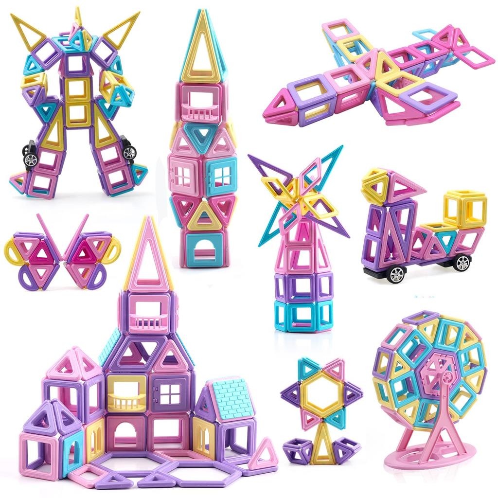 AMYCOOL 129PCS Magnetic Blocks Girls Magnetic Blocks Toys Magnetic Children Educational Toys Boys Magnetic Toys Building Blocks Toys Popular Cute 3D