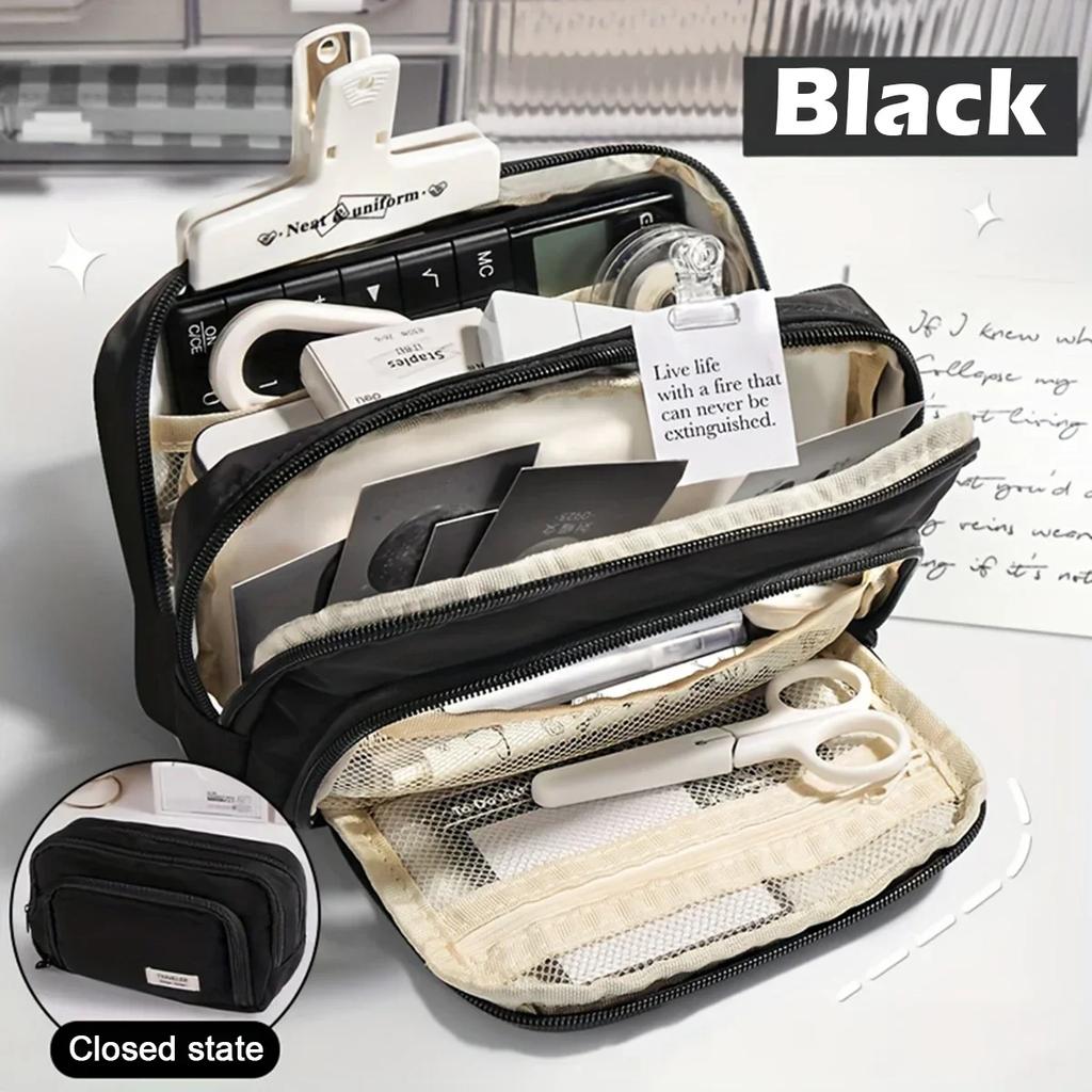 Милый многослойный пенал, сумка для ручек большой емкости, прочная сумка для хранения канцелярских принадлежностей для студентов, школы и офиса