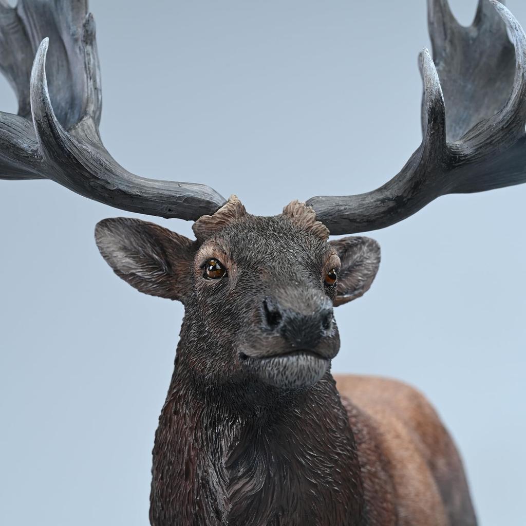 JXK Reindeer Animal Figure Statue Miniature Resin Model Desk Accessory Ornament Birthday Gift Painted Finished Product