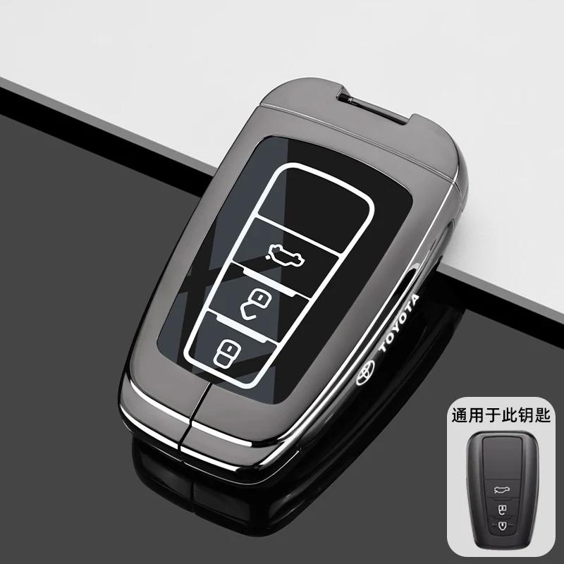 Zinc Alloy Leather Car Key Case Cover Shell for Toyota CHR Hilux Fortuner VCBFDG5 Land Cruiser 200 Camry Corolla Crown RAV4 Highland