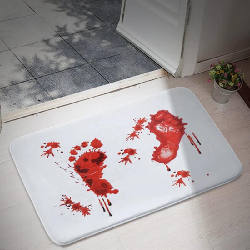 Halloween Cartoon Door Mat With Blood Footprint Pattern For Home Entryway Decor