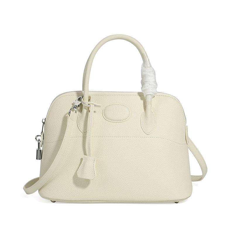 Новая женская сумка из натуральной кожи с узором личи 2024 года - европейский и американский модный дизайн в виде ракушки