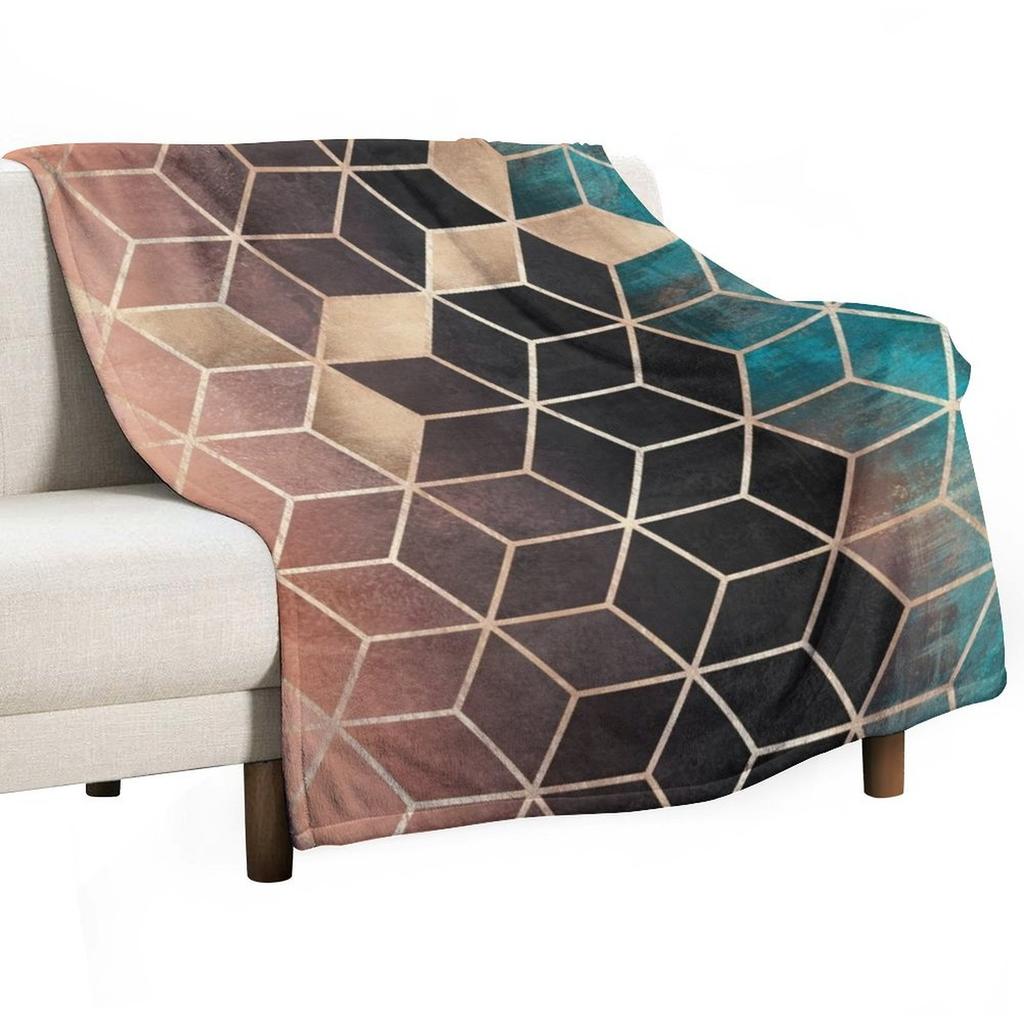 Ombre Dream Cubes Throw Blanket Luxury Throw For Baby Camping Custom Blankets