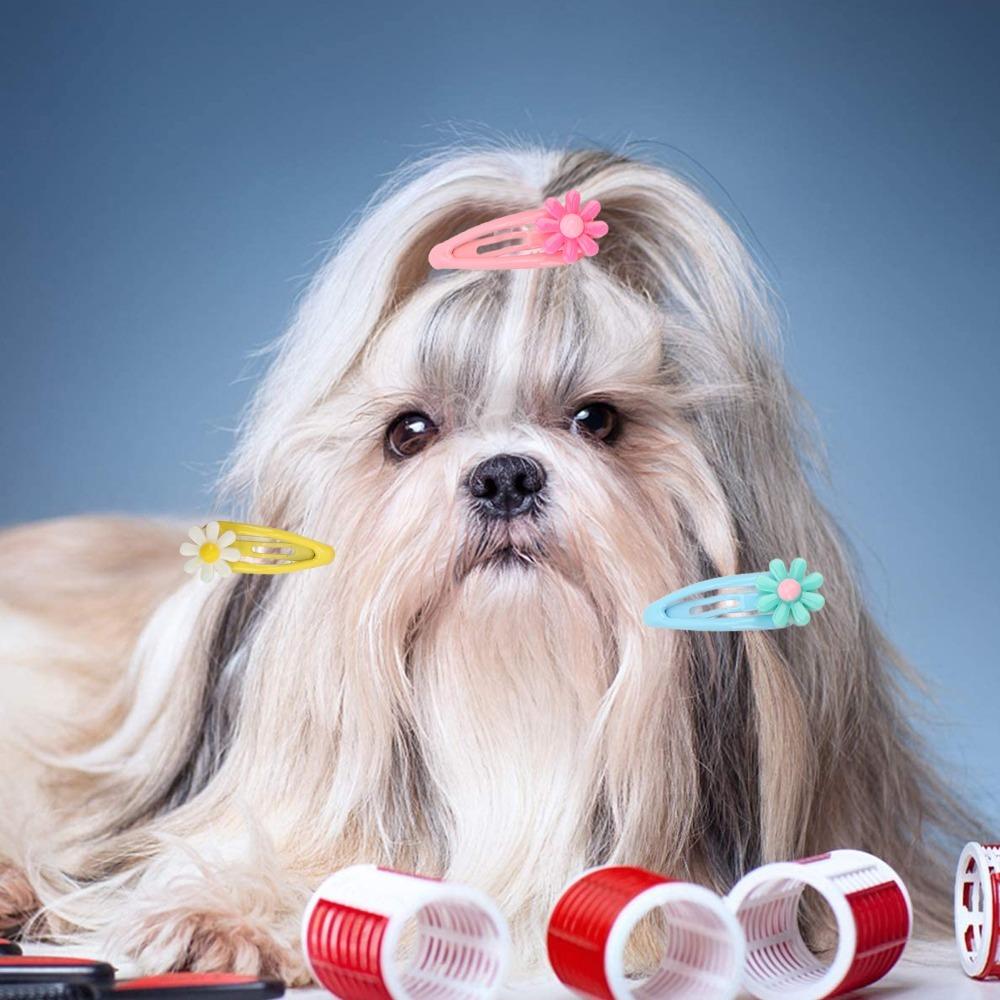 20pcs 3cm Width Dog Hair Flower Mini Size Mini Hair Barrette Pet Grooming Clip Daily Decoration