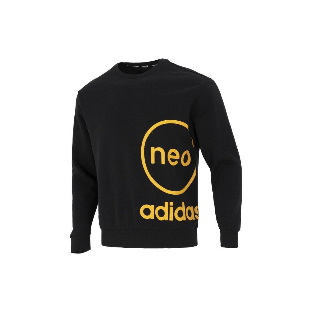 adidas Neo FW22 Толстовка с круглым вырезом и принтом логотипа, мужские топы, черный HN8730