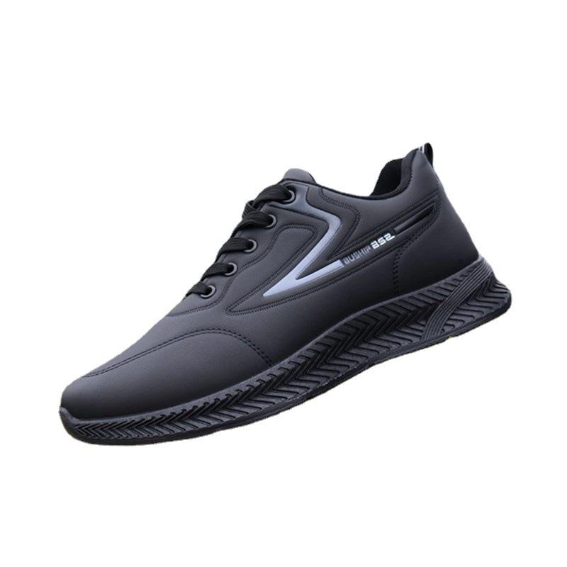 Мужские осенние кожаные непромокаемые кроссовки, мужская спортивная повседневная обувь, черная модная рабочая обувь, мужские модные кроссовки, мужская обувь