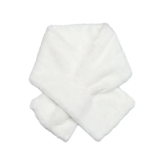 Women Winter Faux Rabbit Fur Cross Collar Solid Color Thickened Warm Scarf Plush Elegant Shawl Scarf Clothes Accessories