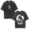 Vintage Washed Anime Berserk Guts Face T Shirt Swordsman Gatsu Sacrifice Zodd T-shirt Men Women Cotton Casual Oversized T-shirts