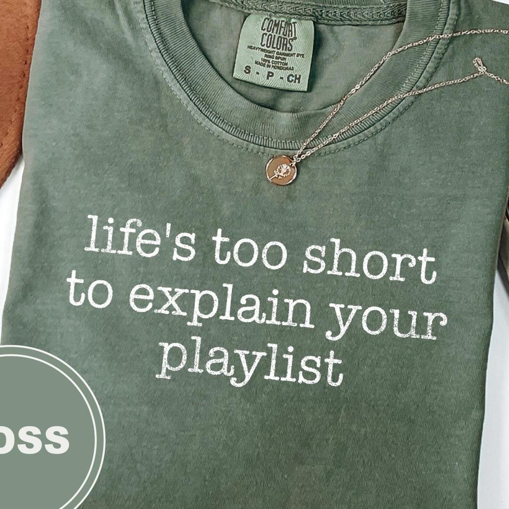 Life's Too Short To Explain Your Playlist T-Shirt and kids tshirt, Funny Music Lover Tee, Aesthetic Vintage Vibe Concert Shirt and kids tshirt
