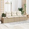 VidaXL 3-Piece Garden Sofa Set with Cushions Beige Poly Rattan 3346921