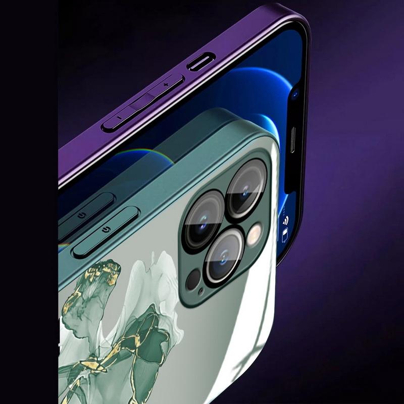 Стеклянный чехол для телефона с мраморным цветочным узором для iPhone 15 14 Pro Max 13 12 11, противоударный защитный чехол для объектива камеры