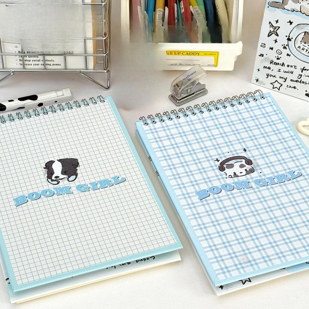 A5 Upturn Coil Book Cat Pattern Notebook Cute Dog Notebook Student Horizontal Line Record Book 80 Sheets