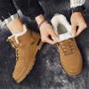 New Men's Boots 2024 Winter Platform Warm Fur Ankle Short Lace Up Fashion Casual Work Shoes Botas Platform Boots