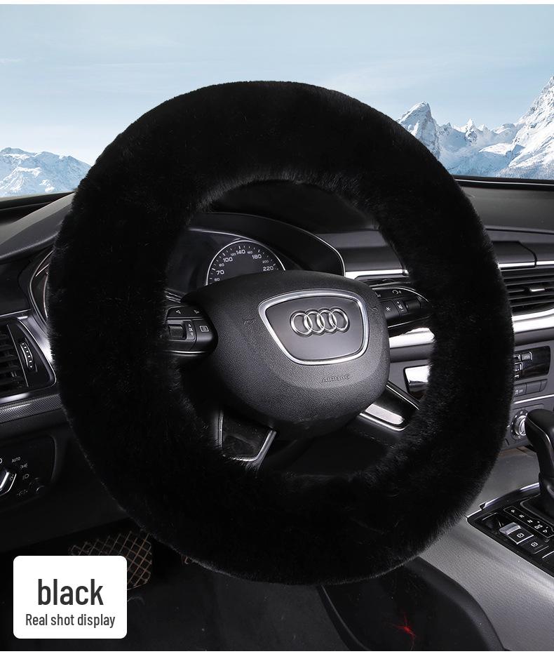 Новый стиль Зимняя плюшевая оплетка на руль - Теплая, Нескользящая, Кроличья шерсть