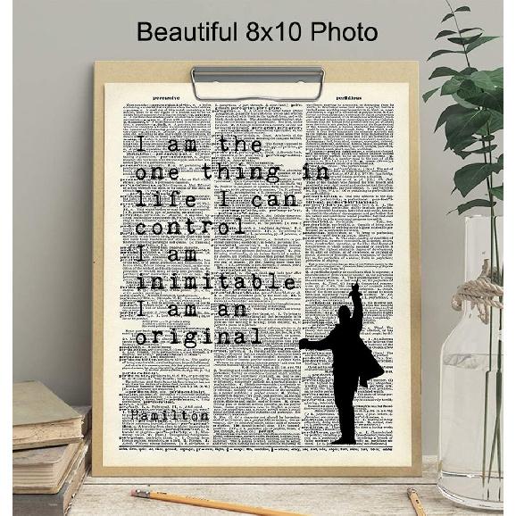 Hamilton Musical Motivational Merchandise - Hamilton Gifts - 8x10 Lyrics Wall Decor Poster Set - Lin Manuel Miranda pirational Quotes Wall Art -