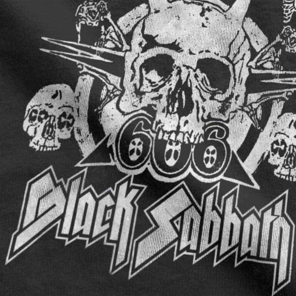 Black Band Vintage Skeletons T Shirts Men Cotton Sabbathes T-Shirt Round Neck British Rock Dancing Tees Short Sleeve Merchandise