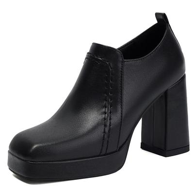 Ретро женские туфли-лодочки квадратный носок массивный каблук 9,5 см платформа 2 см молния 43 44 45 46 47 классическая повседневная обувь для офиса