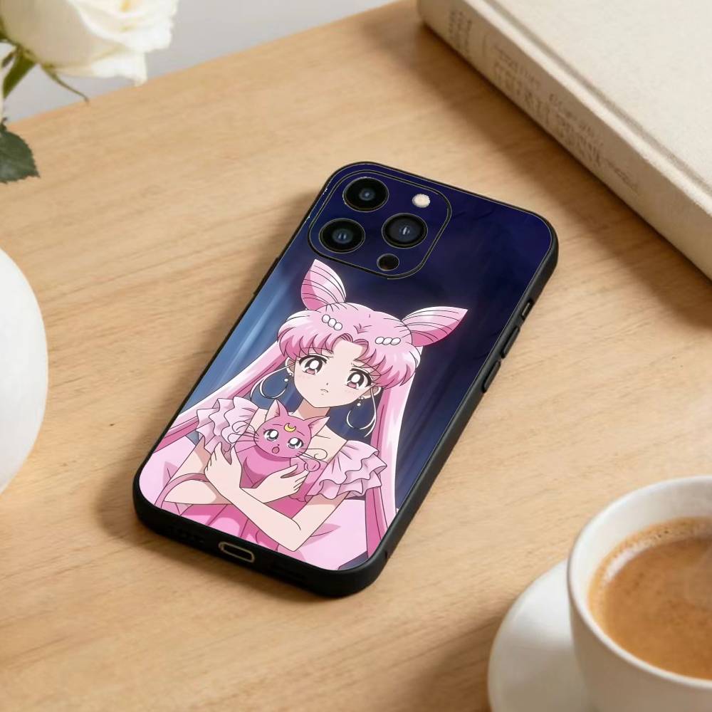Cartoon D-Sailor M-Moons Phone Case For iPhone 16,15,14,13,12,17,Pro Max,Plus Silicone Black Case