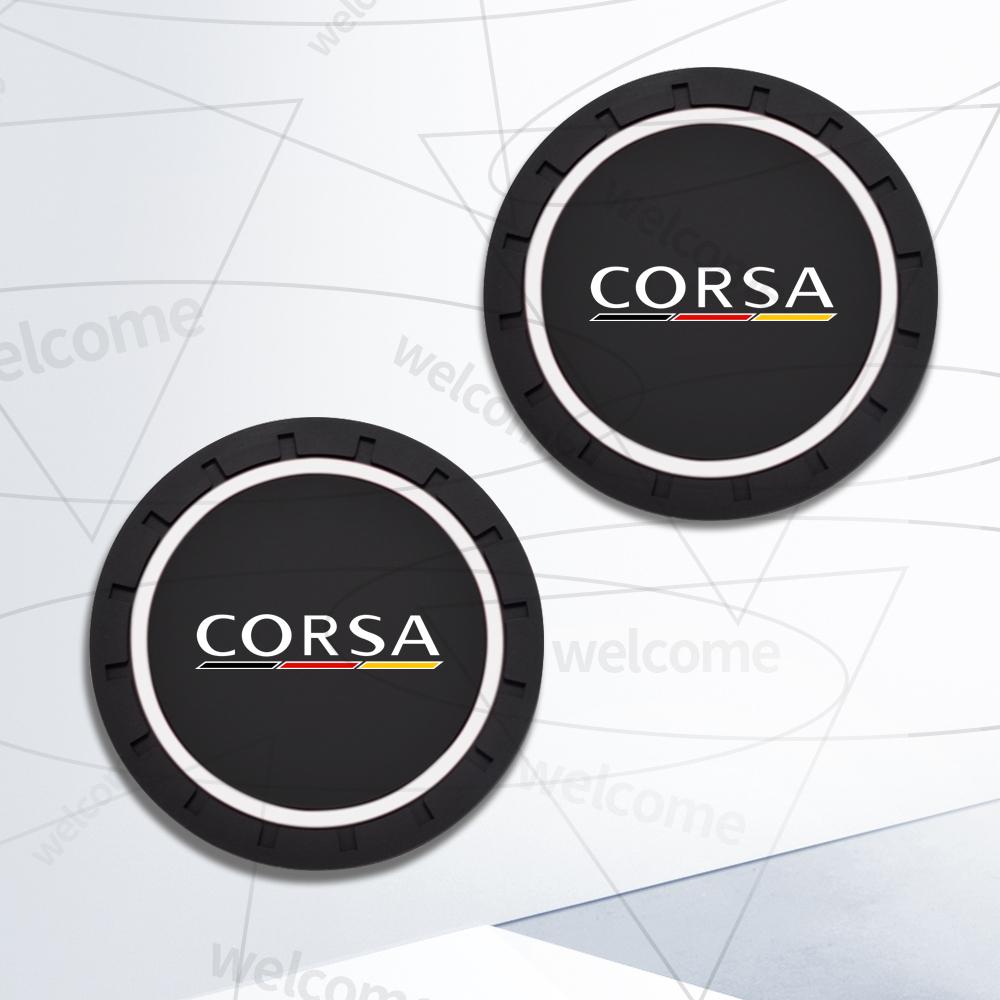 2pcs PVC For Opel Corsa Insignia LOGO OPC Line GTC Vauxhall Car Coaster Water Cup Anti-Slip Silicone Pads Interior Decoration